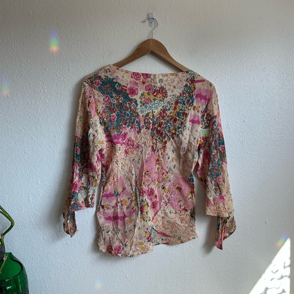 Copper Key Y2K Viscose Printed Peasant Blouse - Picture 10 of 11